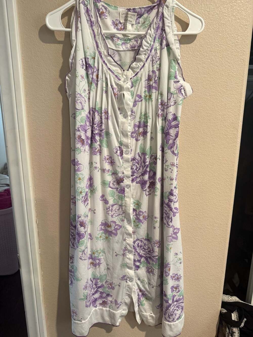 Lati Fashion Vibtage Intimates Floral Sleeveless Nightgown/Duster Sz.M - Picture 2 of 7